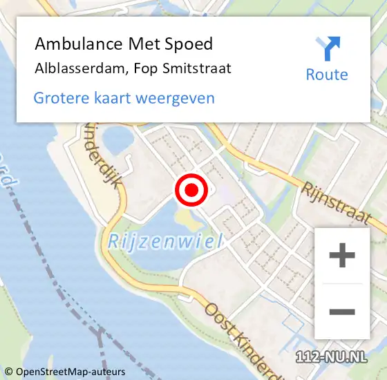 Locatie op kaart van de 112 melding: Ambulance Met Spoed Naar Alblasserdam, Fop Smitstraat op 3 januari 2023 21:56