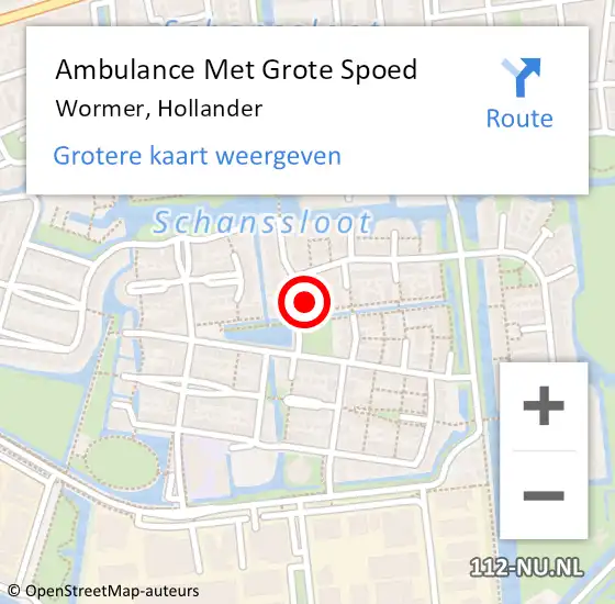 Locatie op kaart van de 112 melding: Ambulance Met Grote Spoed Naar Wormer, Hollander op 4 januari 2023 07:03