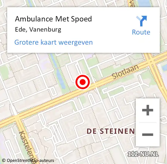Locatie op kaart van de 112 melding: Ambulance Met Spoed Naar Ede, Vanenburg op 4 januari 2023 07:34