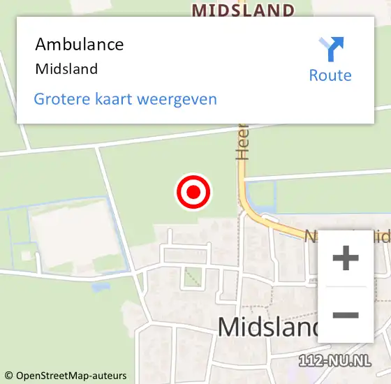 Locatie op kaart van de 112 melding: Ambulance Midsland op 4 januari 2023 11:32