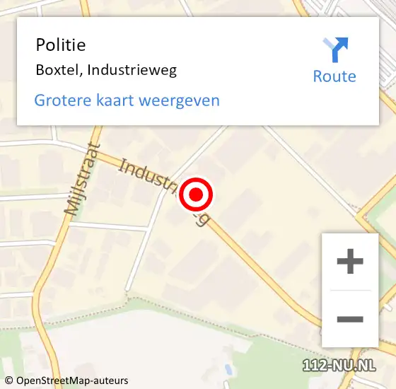 Locatie op kaart van de 112 melding: Politie Boxtel, Industrieweg op 4 januari 2023 11:51