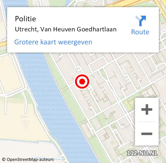Locatie op kaart van de 112 melding: Politie Utrecht, Van Heuven Goedhartlaan op 4 januari 2023 12:42