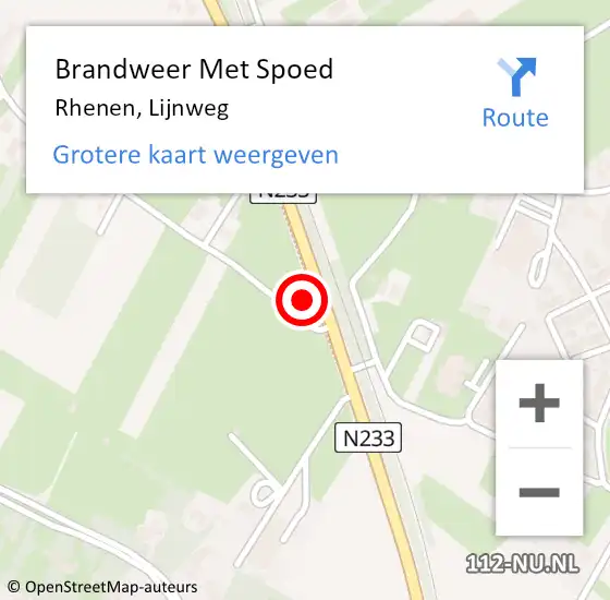 Locatie op kaart van de 112 melding: Brandweer Met Spoed Naar Rhenen, Lijnweg op 4 januari 2023 15:01
