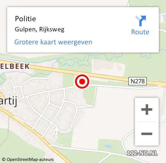 Locatie op kaart van de 112 melding: Politie Gulpen, Rijksweg op 4 januari 2023 15:54