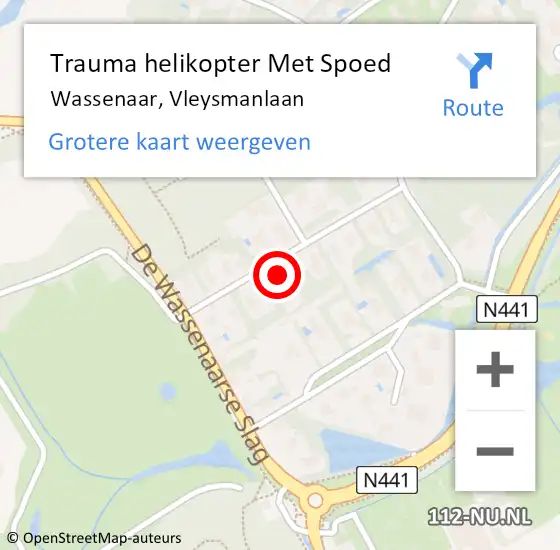 Locatie op kaart van de 112 melding: Trauma helikopter Met Spoed Naar Wassenaar, Vleysmanlaan op 4 januari 2023 16:02