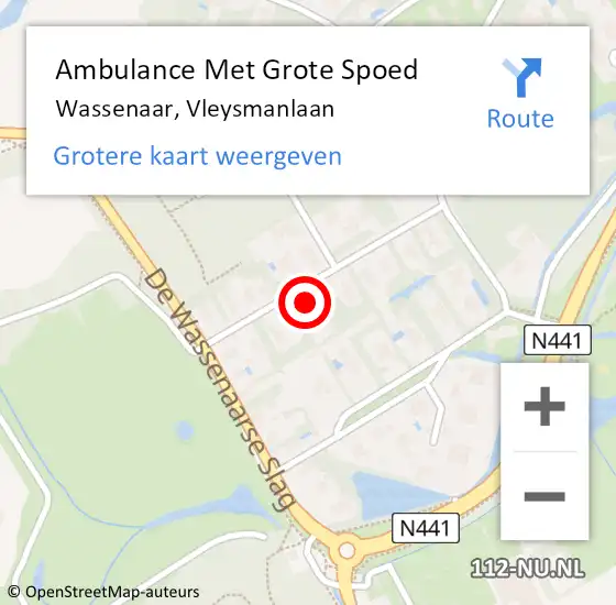 Locatie op kaart van de 112 melding: Ambulance Met Grote Spoed Naar Wassenaar, Vleysmanlaan op 4 januari 2023 16:04