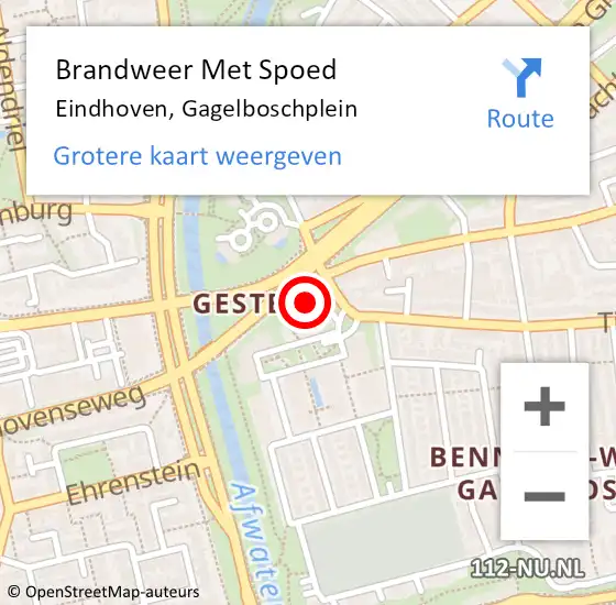 Locatie op kaart van de 112 melding: Brandweer Met Spoed Naar Eindhoven, Gagelboschplein op 4 januari 2023 16:41