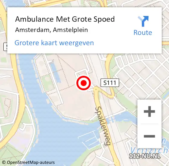 Locatie op kaart van de 112 melding: Ambulance Met Grote Spoed Naar Amsterdam, Amstelplein op 4 januari 2023 18:03