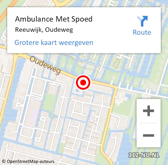 Locatie op kaart van de 112 melding: Ambulance Met Spoed Naar Reeuwijk, Oudeweg op 4 januari 2023 21:01