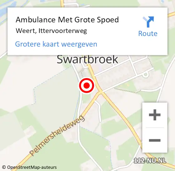 Locatie op kaart van de 112 melding: Ambulance Met Grote Spoed Naar Weert, Ittervoorterweg op 4 januari 2023 21:21