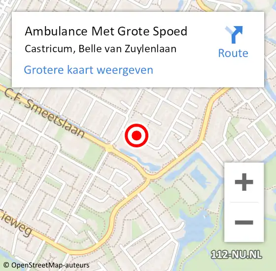 Locatie op kaart van de 112 melding: Ambulance Met Grote Spoed Naar Castricum, Belle van Zuylenlaan op 4 januari 2023 22:14