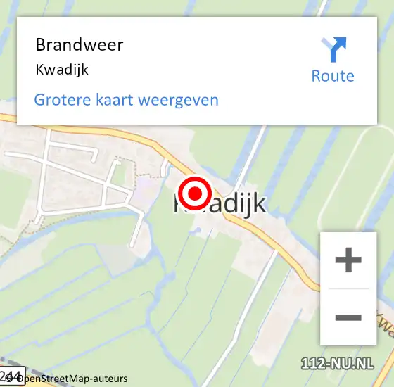 Locatie op kaart van de 112 melding: Brandweer Kwadijk op 4 januari 2023 22:24