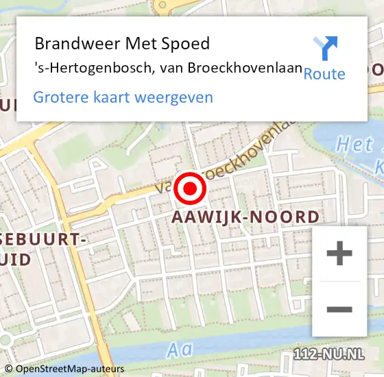 Locatie op kaart van de 112 melding: Brandweer Met Spoed Naar 's-Hertogenbosch, van Broeckhovenlaan op 5 januari 2023 01:20