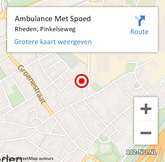 Locatie op kaart van de 112 melding: Ambulance Met Spoed Naar Rheden, Pinkelseweg op 5 januari 2023 03:30