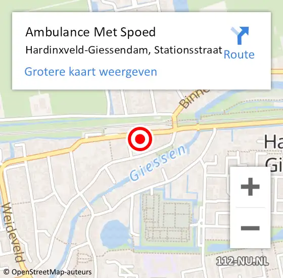 Locatie op kaart van de 112 melding: Ambulance Met Spoed Naar Hardinxveld-Giessendam, Stationsstraat op 5 januari 2023 07:53