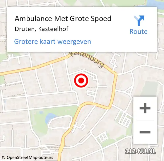 Locatie op kaart van de 112 melding: Ambulance Met Grote Spoed Naar Druten, Kasteelhof op 5 januari 2023 09:31