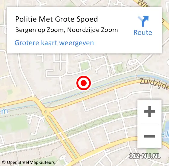 Locatie op kaart van de 112 melding: Politie Met Grote Spoed Naar Bergen op Zoom, Noordzijde Zoom op 5 januari 2023 10:20