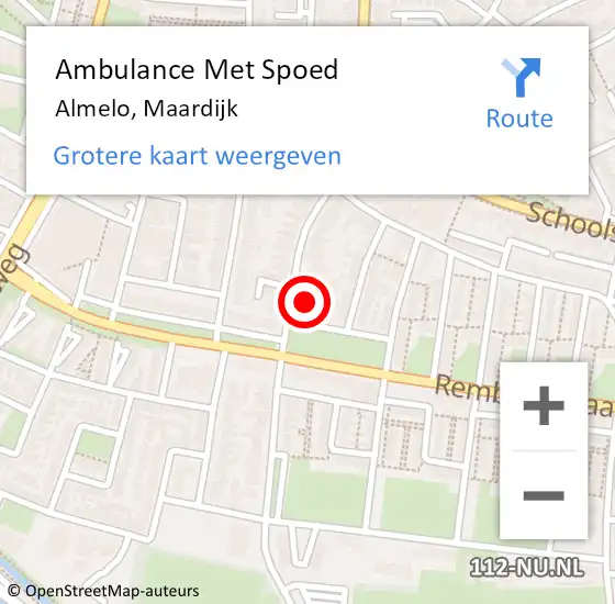 Locatie op kaart van de 112 melding: Ambulance Met Spoed Naar Almelo, Maardijk op 5 januari 2023 10:35
