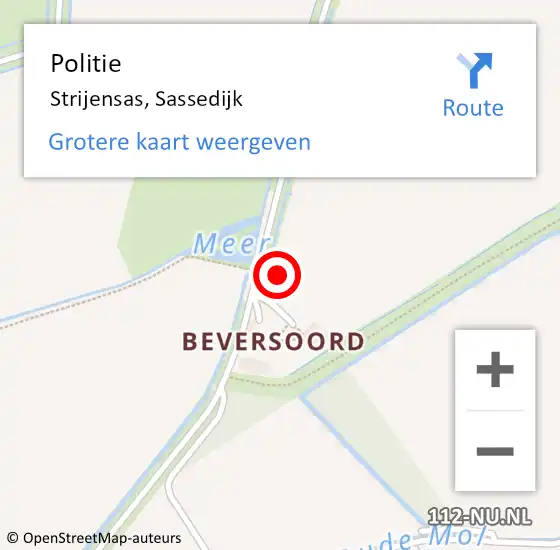 Locatie op kaart van de 112 melding: Politie Strijensas, Sassedijk op 5 januari 2023 11:06
