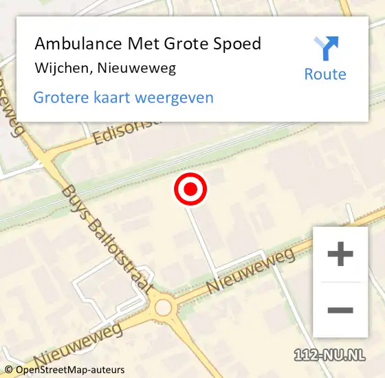 Locatie op kaart van de 112 melding: Ambulance Met Grote Spoed Naar Wijchen, Nieuweweg op 5 januari 2023 12:58