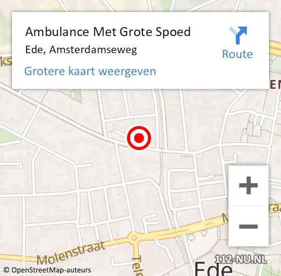 Locatie op kaart van de 112 melding: Ambulance Met Grote Spoed Naar Ede, Amsterdamseweg op 5 januari 2023 14:08