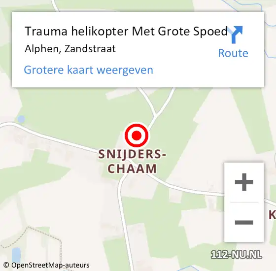 Locatie op kaart van de 112 melding: Trauma helikopter Met Grote Spoed Naar Alphen, Zandstraat op 5 januari 2023 14:45