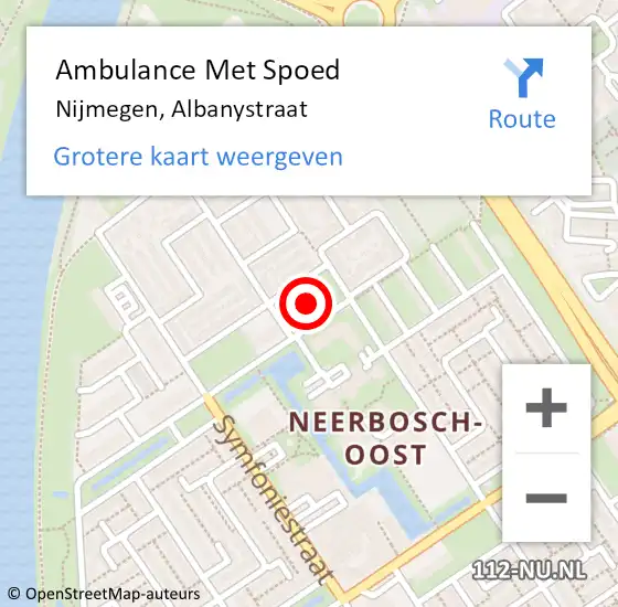 Locatie op kaart van de 112 melding: Ambulance Met Spoed Naar Nijmegen, Albanystraat op 5 januari 2023 16:07