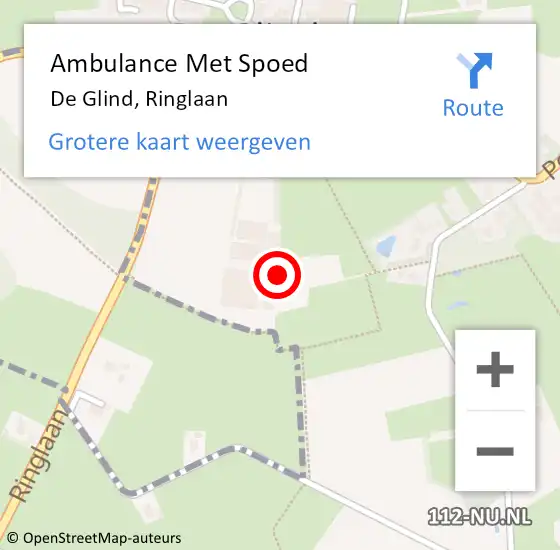 Locatie op kaart van de 112 melding: Ambulance Met Spoed Naar De Glind, Ringlaan op 5 januari 2023 16:36