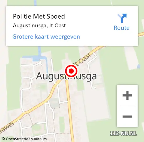 Locatie op kaart van de 112 melding: Politie Met Spoed Naar Augustinusga, It Oast op 5 januari 2023 16:52