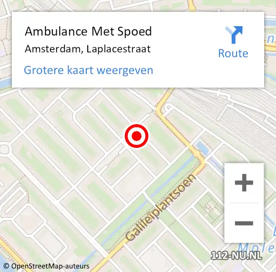Locatie op kaart van de 112 melding: Ambulance Met Spoed Naar Amsterdam, Laplacestraat op 5 januari 2023 17:09