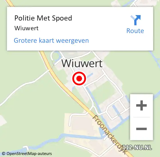 Locatie op kaart van de 112 melding: Politie Met Spoed Naar Wiuwert op 5 januari 2023 17:31