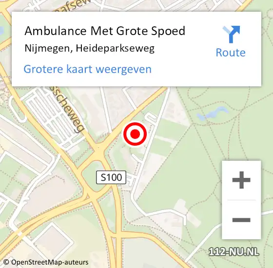 Locatie op kaart van de 112 melding: Ambulance Met Grote Spoed Naar Nijmegen, Heideparkseweg op 5 januari 2023 18:32