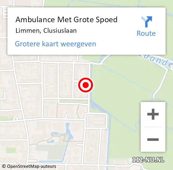 Locatie op kaart van de 112 melding: Ambulance Met Grote Spoed Naar Limmen, Clusiuslaan op 5 januari 2023 19:01