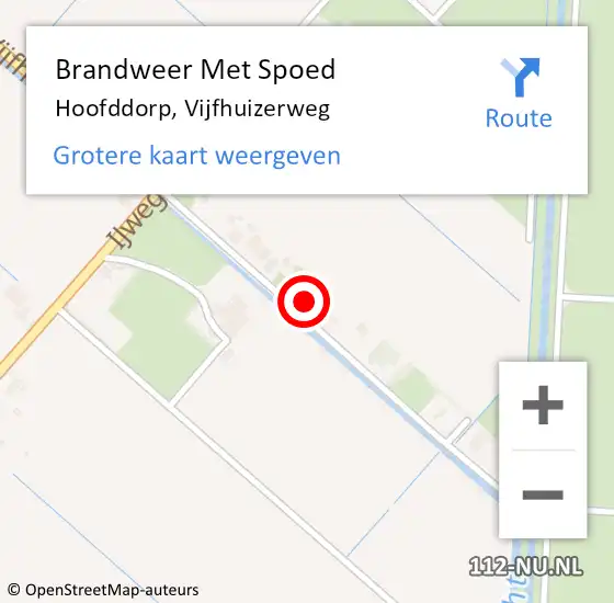 Locatie op kaart van de 112 melding: Brandweer Met Spoed Naar Hoofddorp, Vijfhuizerweg op 5 januari 2023 22:12