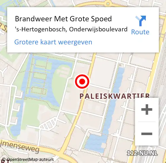 Locatie op kaart van de 112 melding: Brandweer Met Grote Spoed Naar 's-Hertogenbosch, Onderwijsboulevard op 6 januari 2023 03:50