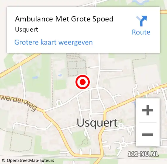 Locatie op kaart van de 112 melding: Ambulance Met Grote Spoed Naar Usquert op 6 januari 2023 06:24