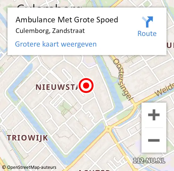 Locatie op kaart van de 112 melding: Ambulance Met Grote Spoed Naar Culemborg, Zandstraat op 6 januari 2023 09:59