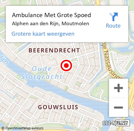 Locatie op kaart van de 112 melding: Ambulance Met Grote Spoed Naar Alphen aan den Rijn, Moutmolen op 6 januari 2023 11:20