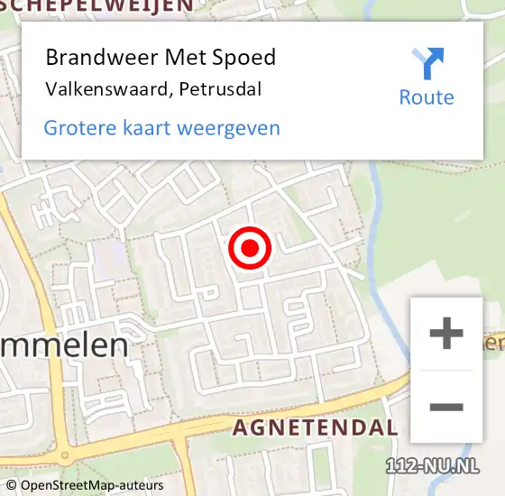 Locatie op kaart van de 112 melding: Brandweer Met Spoed Naar Valkenswaard, Petrusdal op 6 januari 2023 12:46