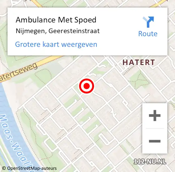 Locatie op kaart van de 112 melding: Ambulance Met Spoed Naar Nijmegen, Geeresteinstraat op 6 januari 2023 13:35