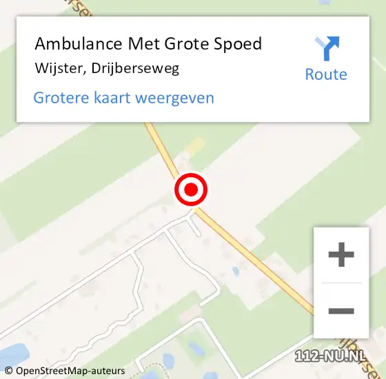 Locatie op kaart van de 112 melding: Ambulance Met Grote Spoed Naar Wijster, Drijberseweg op 6 januari 2023 15:03