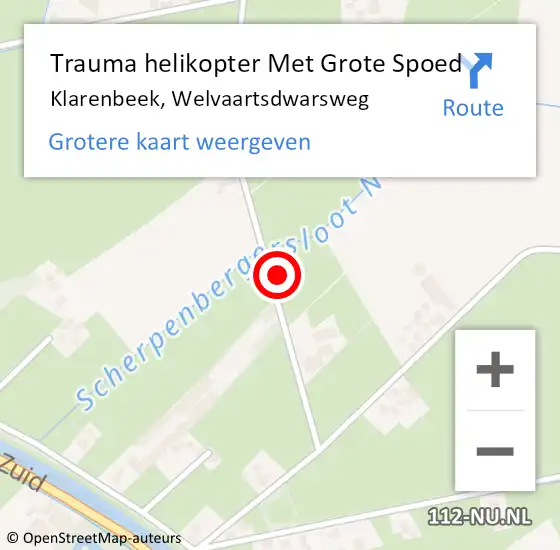 Locatie op kaart van de 112 melding: Trauma helikopter Met Grote Spoed Naar Klarenbeek, Welvaartsdwarsweg op 6 januari 2023 15:22