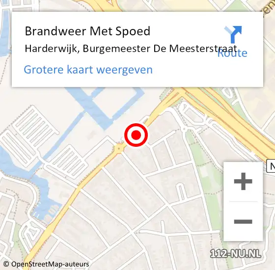 Locatie op kaart van de 112 melding: Brandweer Met Spoed Naar Harderwijk, Burgemeester De Meesterstraat op 11 augustus 2014 11:10