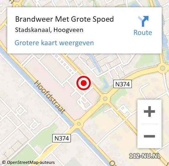 Locatie op kaart van de 112 melding: Brandweer Met Grote Spoed Naar Stadskanaal, Hoogveen op 6 januari 2023 16:14