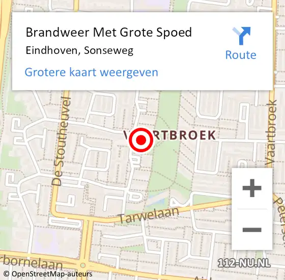 Locatie op kaart van de 112 melding: Brandweer Met Grote Spoed Naar Eindhoven, Sonseweg op 6 januari 2023 17:00