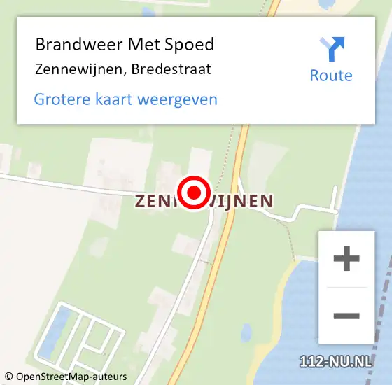 Locatie op kaart van de 112 melding: Brandweer Met Spoed Naar Zennewijnen, Bredestraat op 11 augustus 2014 11:27