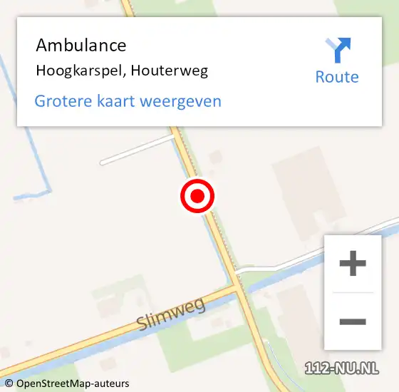 Locatie op kaart van de 112 melding: Ambulance Hoogkarspel, Houterweg op 6 januari 2023 20:47