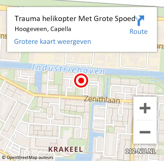 Locatie op kaart van de 112 melding: Trauma helikopter Met Grote Spoed Naar Hoogeveen, Capella op 6 januari 2023 22:02
