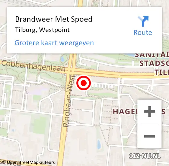 Locatie op kaart van de 112 melding: Brandweer Met Spoed Naar Tilburg, Westpoint op 7 januari 2023 07:13