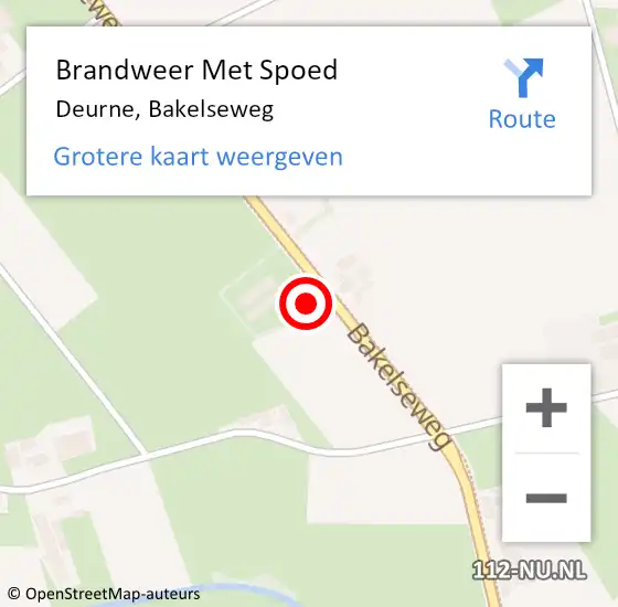 Locatie op kaart van de 112 melding: Brandweer Met Spoed Naar Deurne, Bakelseweg op 7 januari 2023 08:14